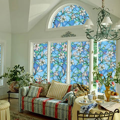 Orchid Flower Pattern Privacy Window Film Roll
