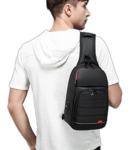 Waterproof USB Charging Chest Messenger Bag
