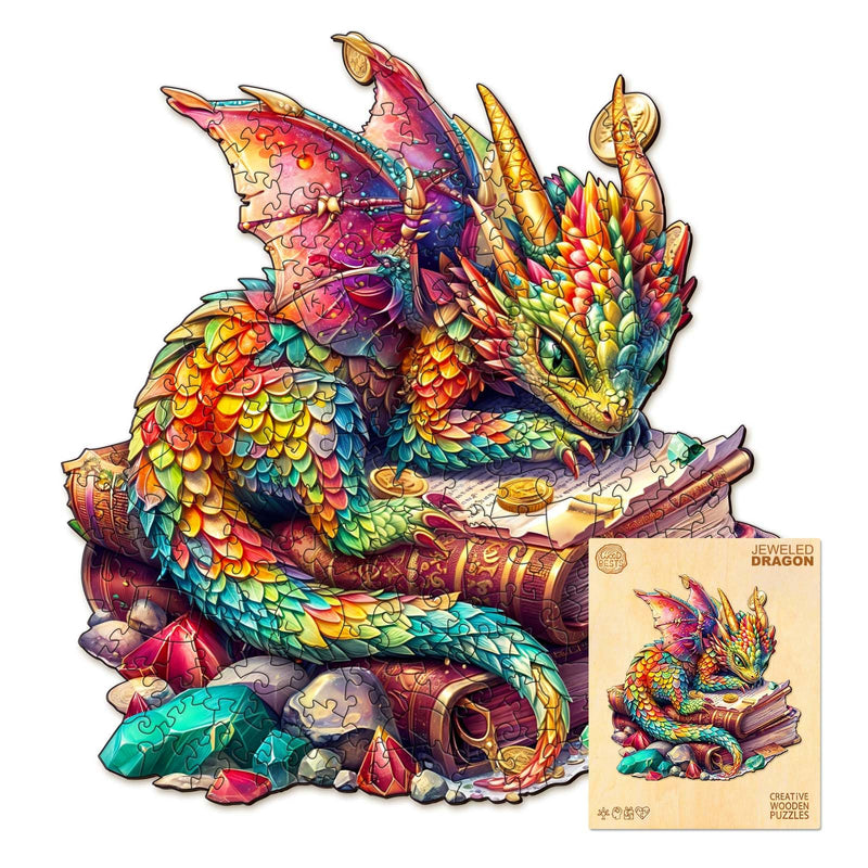 Wooden Puzzles for Adults Dragon Puzzles with Wood Puzzle Box Wooden Jigsaw Puzzles Puzzles Gifts for Puzzle Lover Wood Adult Puzzles (M-11.4 * 10.7in 185pcs)