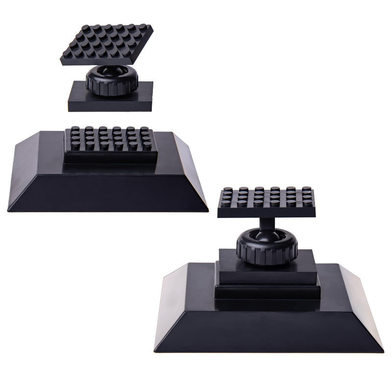 Brickmaster Displays - Infinity Angle Display - Building Block Display Stand - Works with Major Building Blocks - For Lego Display Stand - Compatible with Lego Decor Adjustable Stand - 2 Pack - Black