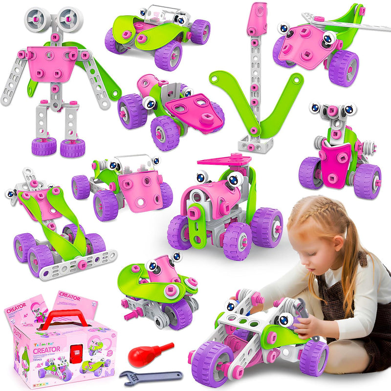 STEM Toys for 4 5 6 7 8+ Year Old Girl Birthday Gifts Pink Educational Building Toys for Kids Ages 4-8 5-7 8-10 Stem Activities Construction Toys for Girls 4-6 6-8 Creative Games Valentine Idea Gift