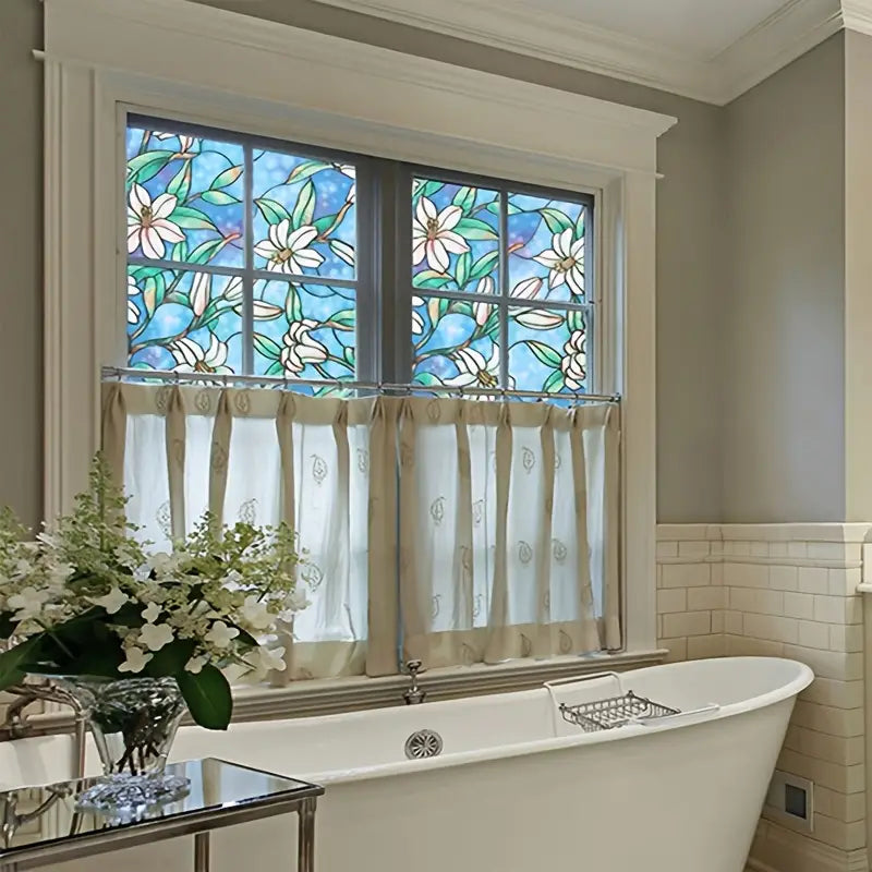 Orchid Flower Pattern Privacy Window Film Roll