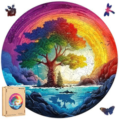 Wooden Puzzles for Adult - Life of Tree Puzzles 500 Piece Jigsaw Puzzles Home Decor Natural Puzzle Royal Unique Shape Adult Puzzles Irregular Wooden Puzzle Creative Gift for Adults(16.5 * 16.5 in)
