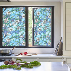 Orchid Flower Pattern Privacy Window Film Roll