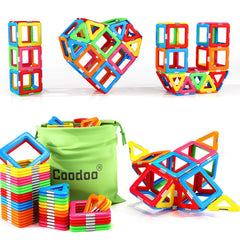 Coodoo Upgraded Magnetic Blocks Tough Tiles STEM Toys for 3+ Year Old Boys and Girls Learning by Playing Games for Toddlers Kids Compatible with Major Brands Building Blocks - Starter Set