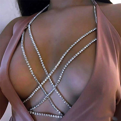 Bohemian Crystal Cross Body Chain Necklace