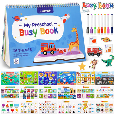 Busy Book for Toddlers - Preschool Learning Activities 36 Themes Learning Tracing Coloring Books Travel Toys for Road Trip Montessori Autism Sensory Toys Christmas Birthday Gifts for Kids Ages 3+