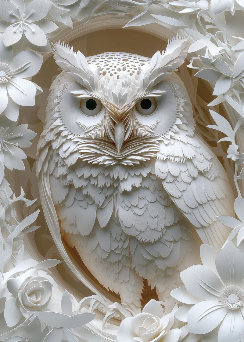 3D Owl Puzzles Paper Cut Art Puzzle 1000 Pieces for Adults White Bird Jigsaw Puzzle Jungle Animal Challenging Puzzles Hard Puzzle for Family Decorations