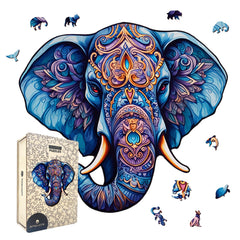 Wooden Puzzles for Adults Elephant Wooden Jigsaw Puzzle Unique Animal Shaped Puzzles Premium Box Wood Cut Puzzles for Teens Best Family Ideas (M-7.1 * 7.5in-84pcs)