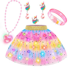 Princess Dress Up for Girls 4-6 Toddler Toys for Ages 3-6 6 PCS Light Up Toddler Dress Up Clothes with Bracelet Necklace Kids Toys for 3 4 5 6 year old Girl Christmas Halloween Birthday Gift
