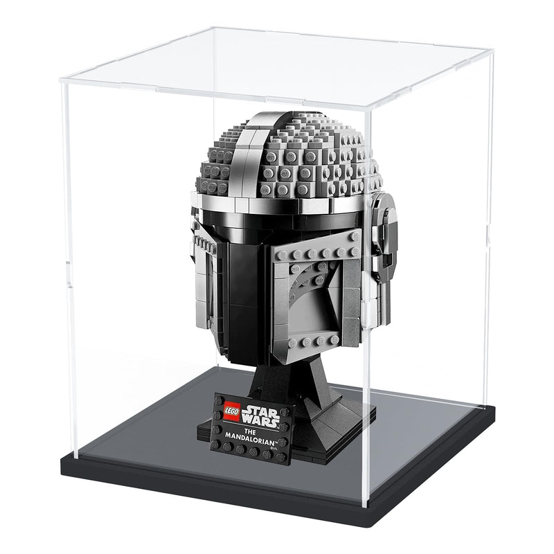 Choowin Acrylic Display Case for Lego Helmet 75304 75328 75349 Thickened Clear Acrylic Display Case for Collectibles Display Case for Action Figure Model Toy Assemble Dustproof Display Box(Black Base)
